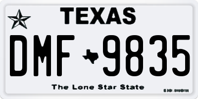 TX license plate DMF9835