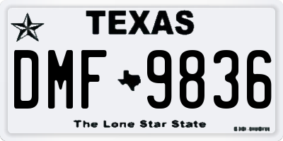 TX license plate DMF9836