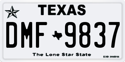 TX license plate DMF9837