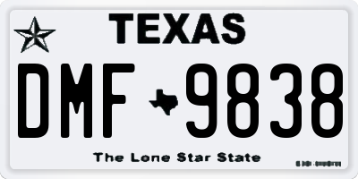 TX license plate DMF9838