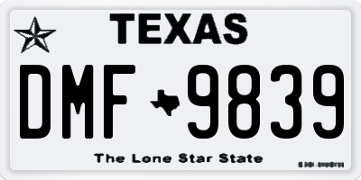 TX license plate DMF9839