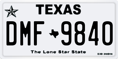 TX license plate DMF9840