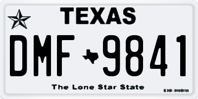 TX license plate DMF9841