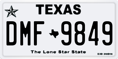 TX license plate DMF9849