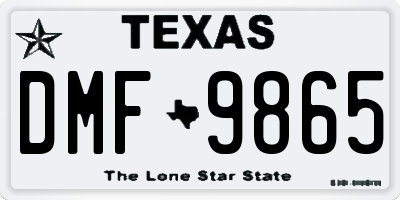 TX license plate DMF9865