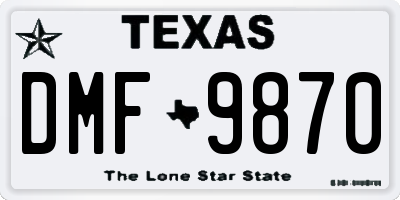 TX license plate DMF9870