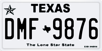 TX license plate DMF9876