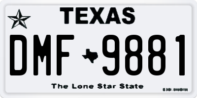 TX license plate DMF9881