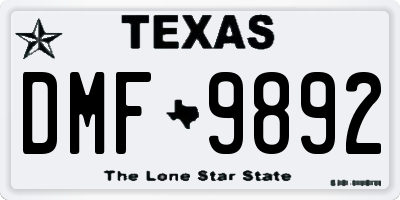 TX license plate DMF9892