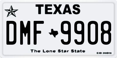 TX license plate DMF9908