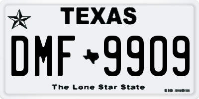 TX license plate DMF9909