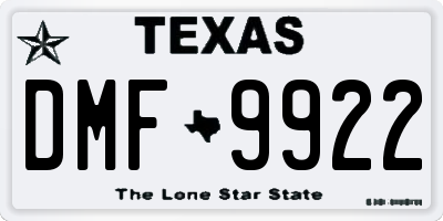 TX license plate DMF9922