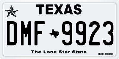 TX license plate DMF9923