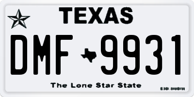 TX license plate DMF9931