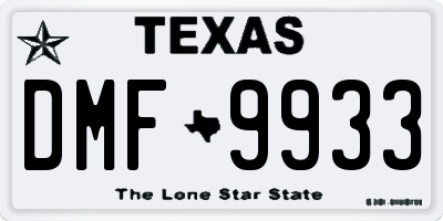 TX license plate DMF9933