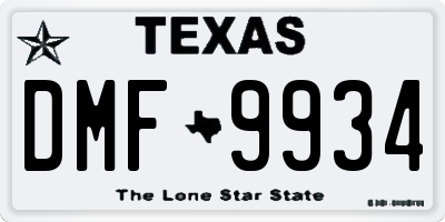 TX license plate DMF9934