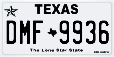 TX license plate DMF9936