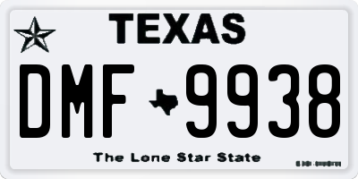 TX license plate DMF9938