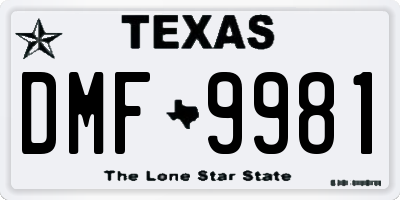 TX license plate DMF9981