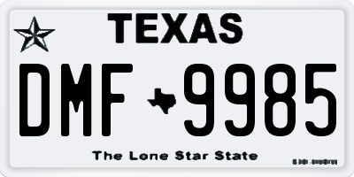 TX license plate DMF9985