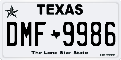 TX license plate DMF9986
