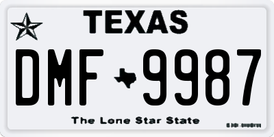 TX license plate DMF9987