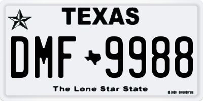TX license plate DMF9988