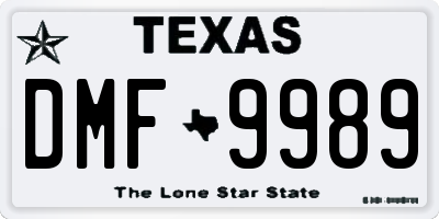 TX license plate DMF9989