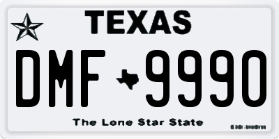 TX license plate DMF9990