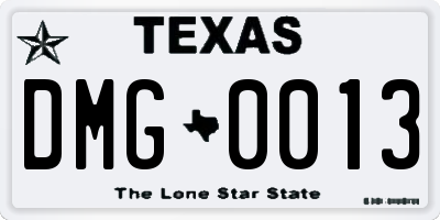 TX license plate DMG0013
