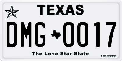 TX license plate DMG0017