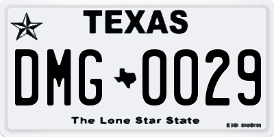 TX license plate DMG0029