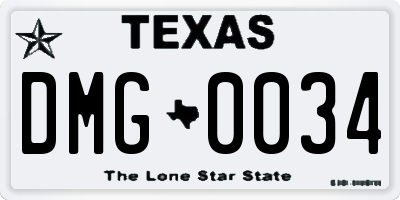 TX license plate DMG0034