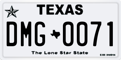 TX license plate DMG0071