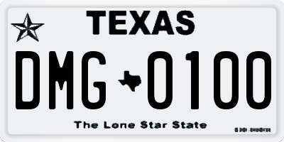TX license plate DMG0100