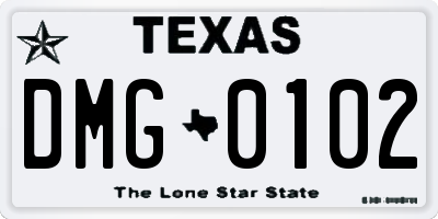 TX license plate DMG0102