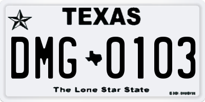 TX license plate DMG0103