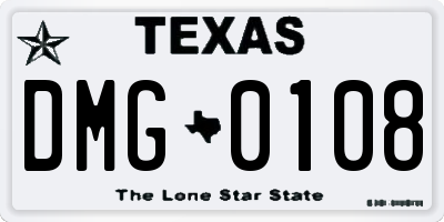 TX license plate DMG0108
