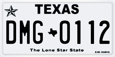 TX license plate DMG0112