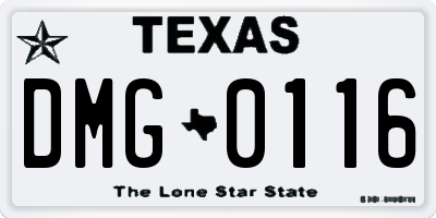 TX license plate DMG0116