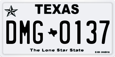 TX license plate DMG0137