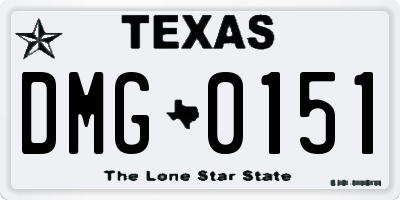 TX license plate DMG0151