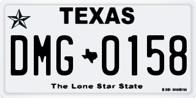 TX license plate DMG0158