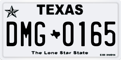TX license plate DMG0165