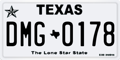 TX license plate DMG0178