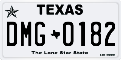 TX license plate DMG0182