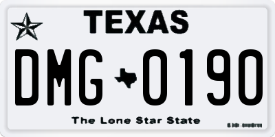 TX license plate DMG0190