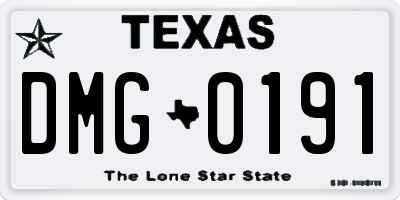 TX license plate DMG0191
