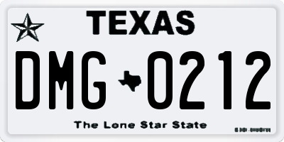 TX license plate DMG0212