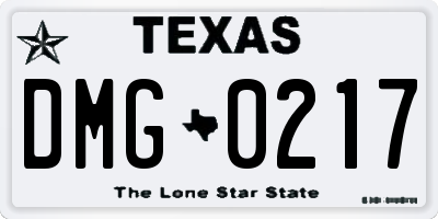 TX license plate DMG0217